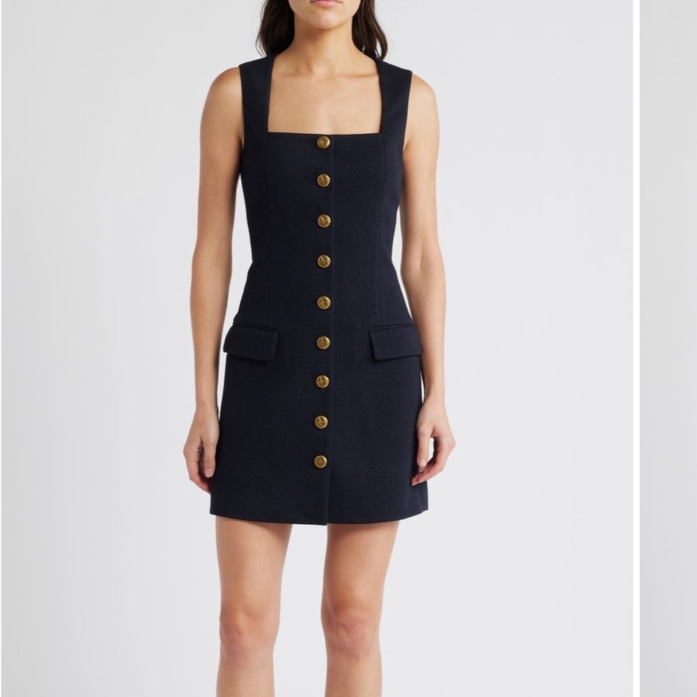 rag and bone Mariana Sleeveless Textured Minidress Black Square Neck Sz 8 NEW